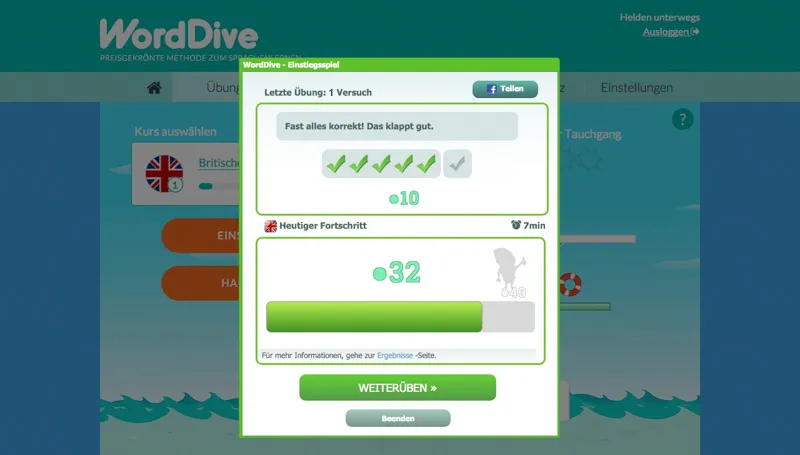 WordDive - Deine Auswertung 