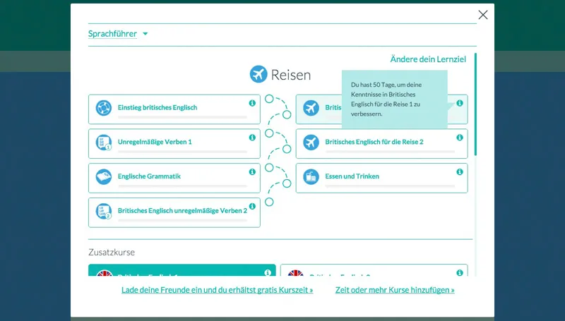 WordDive - die Kursauswahl 